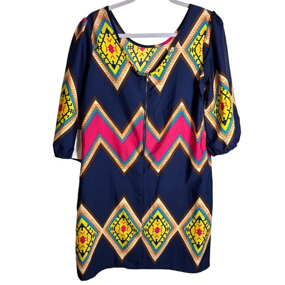 NWT Live 4 Truth Colorful Geometric Tribal Print Shift Mini Dress Size Large - Picture 2 of 6